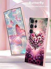 Mysteriöser Schmetterling Kamera Schutz - Kompatibel mit iPhone 11/12/13/14/15 Promax, Samsung S22/23/24+ UA04/A05/A14/A15/A24/A25/A34/A54S, OPPO, VIVO/Redmi Note13 Pro/13C/A3, HONOR 70/90/X7/X8/X9/X6AB und andere Modelle, TPU Material Handy Rückseiten Schutzhülle komplettes Set