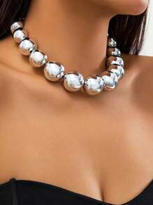 1入組誇張庞克鎖骨鏈，大珠子、幾何造型珠子女士項鍊 - 原子項鍊 - 查看 7