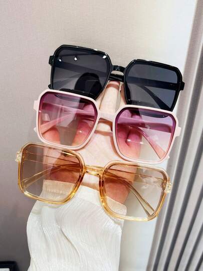 3 副男女通用方形眼镜，奢华时尚的沙滩眼镜，多种颜色可选，适合日常生活、海滩度假、夏季户外旅行海滩度假、户外、旅行