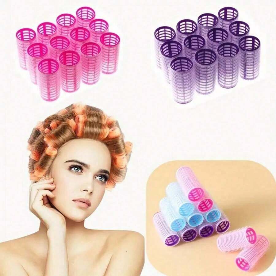 5 Stücke selbstklebende Haar-Roller aus Kunststoff, hitzebeständige magische Haarlocken Clips, DIY Pony und Haarlocken Styling Werkzeuge - Verschiedenfarbig - Übersicht 1