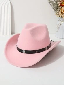 1頂男女適用簡約高級牛仔帽，帶有獨特的銀色或藍色綠松石裝飾腰帶，適用於派對、跳舞、戶外和登山活動 - 彩色 - 查看 15