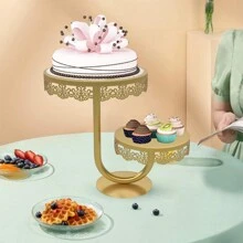 1入組蛋糕架，金屬黃金甜點桌架，杯子蛋糕展示架，餅乾托盤架高架蛋糕檔不銹鋼結構，用於婚禮，嬰兒淋浴，茶會，生日派對裝飾（手工製作可能略有顏色或圖案不同）