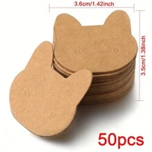 50入組可愛貓頭形狀牛皮紙耳環飾品卡，帶掛孔，適用於手工珠寶零售陳列包裝小商家 - 珠寶展示卡 - 查看 9