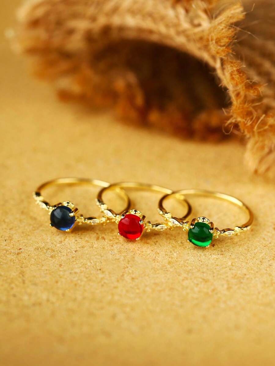 Nuevo Anillo Vintage Clásico de Mujer en Plata S925 Pura, Anillo de Mujer de Estilo Retro con Diseño Floral de Imitación de Turmalina, Regalo para Bodas, Fiestas y Aniversarios - Rojo - Ver 1