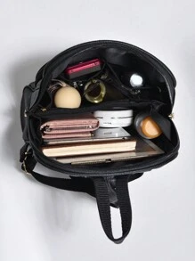 PLANEE 2024 New College Style Lightweight Backpack PU Leather Simple And Versatile Student School Bag Fashionable Ladies Commuting Travel Bag Casual Soft Leather Mami Backpack