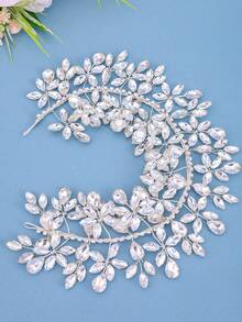 1 PC Sang Trọng & Thanh Lịch Cô Dâu Pha Lê Băng Đô, Lãng Mạn Phụ Kiện Tóc Cho Vũ Hội Hoặc Dự Tiệc - Bạc - Xem 3