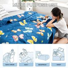 2024新品！1入組夏季涼被床上用品套裝-輕質夏季涼被-涼感冷卻纖維，床罩，夜晚適用於熱愛睡眠者使用的涼感毛毯，四季床上用品（包括1條涼被） - 花蝴蝶 - 查看 6