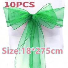 10pcs Violet Organza Chair Back Decoration Belt With Bowknots, 18cm Wide 275cm Long, DIY Bow Shapes; Glass Organza Chair Back Cloth For Festival Party Decoration, Great For Outdoor Canopy, Wedding, Graduation Ceremony, Background Decoration, Opening Ceremony, Interactive Party Atmosphere, Gift Packaging Decoration, Colored Ribbon - Multicolor - View 13