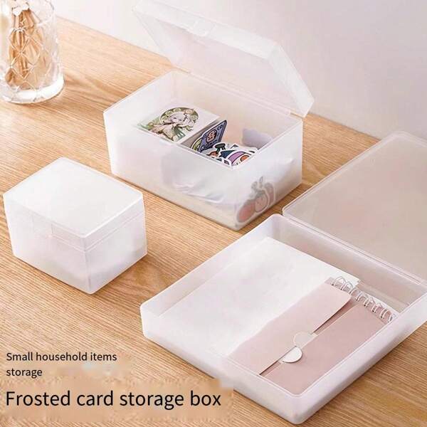 1 Stück transparente Aufbewahrungsbox mit Deckel für Karten, kleine Gegenstände und verschiedene Gegenstände zur Organisation am Schreibtisch