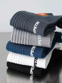 5pairs Men's Solid Color Breathable Casual Soft Comfortable Socks, Summer Invisible Socks, For Gym