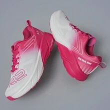 1 Pair Women's R2 Cushioned Breathable Running Shoes, Lace-Up, Soft Sole Shock-Absorbing, Suitable For Exercise, Jumping, Spring/Summer - Red and White - View 9