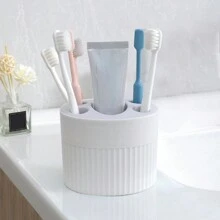 1 hộp đựng bàn chải đánh răng màu trắng và giá để bàn chải đánh răng xốp cho phòng tắm trang trí phòng tắm mùa hè - trắng - Xem 10