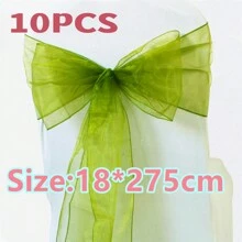 10pcs Violet Organza Chair Back Decoration Belt With Bowknots, 18cm Wide 275cm Long, DIY Bow Shapes; Glass Organza Chair Back Cloth For Festival Party Decoration, Great For Outdoor Canopy, Wedding, Graduation Ceremony, Background Decoration, Opening Ceremony, Interactive Party Atmosphere, Gift Packaging Decoration, Colored Ribbon - Multicolor - View 26