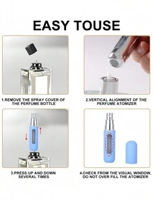 1入組/隨機5ml可裝香水的補充式香水噴霧器，便攜式底部充填，馬卡龍色系壓花玻璃空瓶，香水噴霧頭 - 彩色 - 查看 6