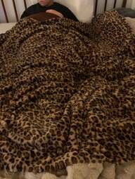 1pc Leopard Print Blanket, Simple Style Warm Plush Double-Layered Blanket For Home Decoration, Car, Outdoor, Multi-Functional All-Season Blanket
