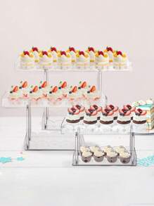 1pc Clear Acrylic Cake Stand, Self-Service Buffet Dessert Table Display Set For Weddings, Parties, Baby Showers - Beige - View 1