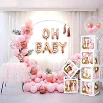 1 Balloon Box With 26 Letters For Color Selection, Used For DIY Custom Name, Birthday Party Background Decoration, Newborn Shower Decoration, Gender Display Decoration Blocks, Christmas