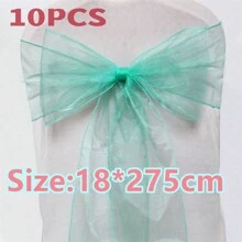 10pcs Organza Chair Sashes, Black Butterfly Chair Back Decorations, 18cm Wide X 275cm Long, For Wedding, Saudi National Day Party, Christmas Events And Celebrations, DIY Chair Decor