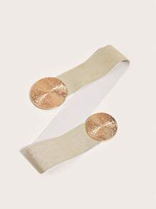1pc Women's Vintage Elastic Waist Belt With Large & Small Circles, Suitable For Coats, Dresses, Etc. Halloween Leopard Print
