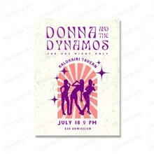 1 Peça Pôster Clássico de Música Donna e Dynamos Mamma Mia Impressão Retrô de Filme em Tela Pintura Artística de Parede para Decoração Moderna de Casa. Sem Moldura