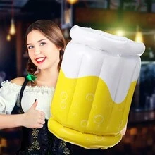 1pc Inflatable Beer Cooler Ice Bucket, Foldable, Perfect For Pool Party, BBQ, Beach Party Decoration - Yellow - View 8