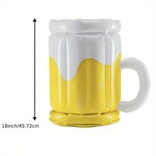 1pc Inflatable Beer Cooler Ice Bucket, Foldable, Perfect For Pool Party, BBQ, Beach Party Decoration - Yellow - View 10