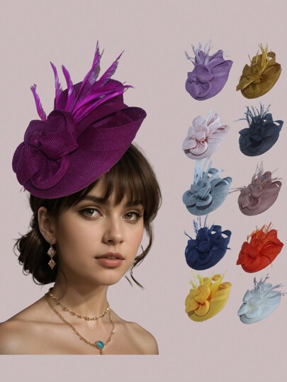 1 peça chapéu fascinator retrô elegante para mulheres - perfeito para chás da tarde, dança, corridas de cavalos e banquetes, laço, acessórios para cabelo, chapéu derby, mini chapéus, mini chapéus, mini cartola, mini boné, coisas escolares, presentes, casamento, looks de festa