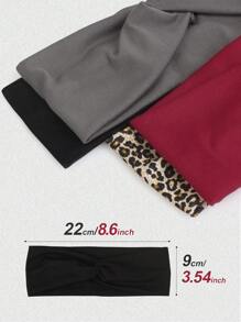 4条/套纯色豹纹弹力交叉发带，适合女性日常佩戴，休闲发带，头巾，吸汗带，校园用品，大学秋冬季发饰，女士度假装扮，优雅围巾，女士头巾，柔软头巾 - 彩色 - 查看 4