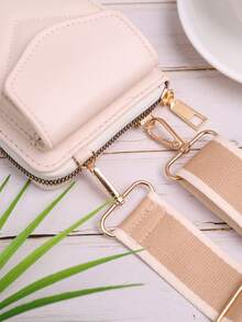 1pc Khaki Fashion Embroidery Thread V-Printed Wallet, Versatile Shoulder Bag With Multiple Card Slots And Phone Pocket For Women - Khaki - View 9