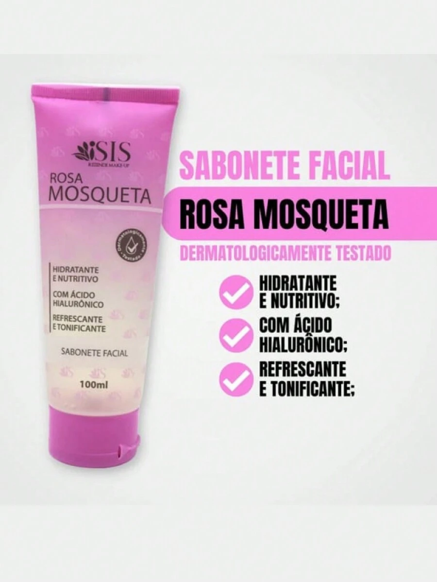 Sabonete Facial ISIS Make Up Linha Completa - Sabonete Líquido Rosa Mosqueta - Visão 1