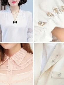 20 件适用于衣服/裙子的防滑纽扣、腰带调节器和腰带，配有仿珍珠胸针徽章，无需缝制纽扣情人节 - 彩色 - 查看 6