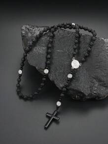 1入怀古哥特式火山岩聖本篤男士項鍊，適合日常佩戴和生日禮物