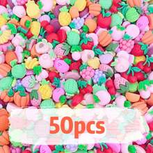 50pcs Mini Resin Decoration Set, Random Mix Cartoon Flower, Food And Fruit Shaped Resin Beads For Making Phone Case And Hair Accessories, DIY Jewelry Crafting Materials, Suitable For 4th Of July Earrings, Beaded Bracelets, Shell Necklaces, Enamel Pins, USA Themed And Halloween Decorations Valentines - Multicolor - View 14