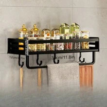 1pc Thickened Kitchen Storage Rack For Spice Utensil Hanging, Drainage Rack For Cloth/Chopping Board/Ladle, Suitable For Kitchen Storage