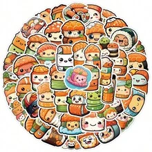 Bộ 50 Miếng Dán Sushi Kawaii, Miếng Dán Vinyl Cho Laptop Bình Nước Đàn Guitar Xe Đạp Xe Ô Tô Xe Máy Cản Hành Lý Ván Trượt Graffiti, Đề Can Dễ Thương, Món Quà Tốt Nhất Cho Trẻ Em, Thanh Thiếu Niên, Nam Giới, Phụ Nữ. - Nhiều màu - Xem 1