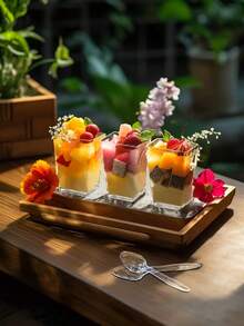 10/12/15/20/25pcs Transparent Dessert Cups With Lids, Perfect For Ice Cream, Smoothies, Mousse, Jelly, Tiramisu, Cheesecake, Matana Pudding, Cupcakes, Snacks. Ideal For Tableware, Party Supplies, Kitchen Tools And Household Items. - White - View 7