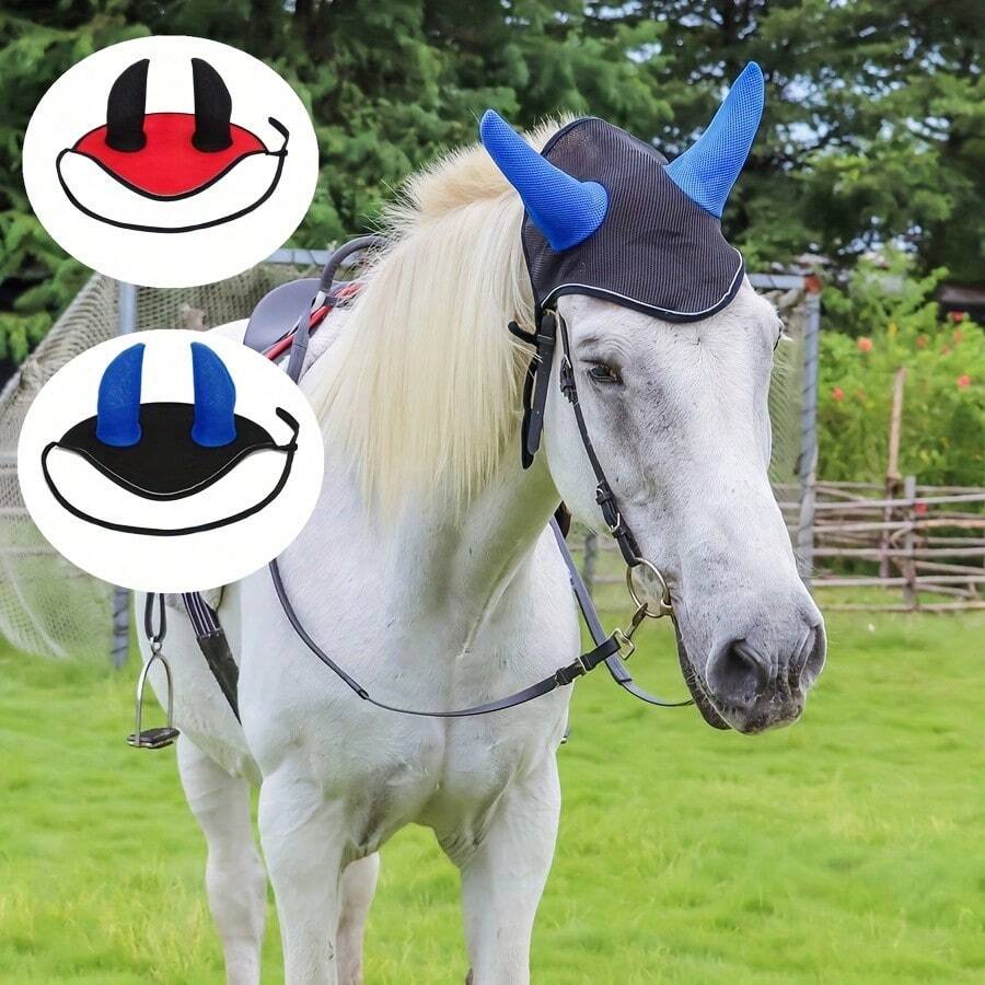 Breathable Mesh Horse Ear Cover, Equestrian Supplies For Horse Ear Protection Against Mosquitoes, Flies, Etc. - Multicolor - View 1