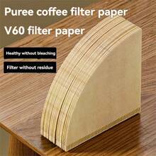 40pcs/80pcs Disposable Fan-Shaped Cone-Shaped V60 Coffee Filter Paper For Hand Drip Coffee, Ground Coffee Filtration - Brown - View 1