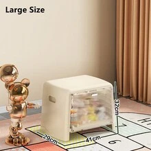 Multifunctional Plastic Storage Stool Can Sit Transparent Flip Lid Storage Stool Home Stackable Combination Of Storage Boxes Shoe Bench,Stackable Storage Bins Folding Storage Bins With Lid, Closet Organizers And Storage, Folding Storage Box With Doors Collapsible Storage Cabinet Bins - Beige - View 9