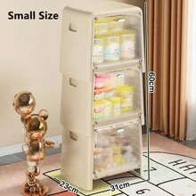 Multifunctional Plastic Storage Stool Can Sit Transparent Flip Lid Storage Stool Home Stackable Combination Of Storage Boxes Shoe Bench,Stackable Storage Bins Folding Storage Bins With Lid, Closet Organizers And Storage, Folding Storage Box With Doors Collapsible Storage Cabinet Bins - Beige - View 8