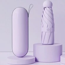 便携式胶囊伞，具备防晒和防雨功能，配有收纳盒，适合学校、办公室、家庭、旅行等各种场合，夏季降温，也适合海滩、春夏出行，是伴娘礼物、房间、卧室装饰的理想之选。男女皆宜，是度假的完美伴侣。 - 一件 - 查看 10