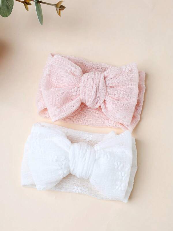 2pcs Baby Girl Oversized Bow Headbands, Summer Hollow-Out Lace Breathable Hair Accessories Love Valentine