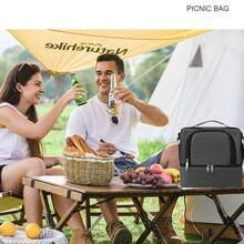 1入組新款戶外雙層野餐保溫袋，厚實離子隔熱食物收納袋，適用於露營和徒步旅行 - 彩色 - 查看 3