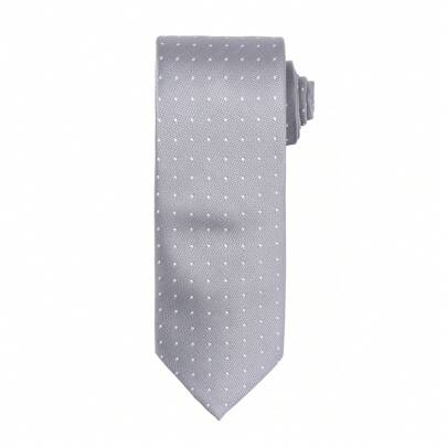 Mens Micro Dot Pattern Formal Work Tie (Silver/ White)