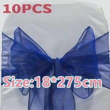 10pcs Organza Chair Sashes, Black Butterfly Chair Back Decorations, 18cm Wide X 275cm Long, For Wedding, Saudi National Day Party, Christmas Events And Celebrations, DIY Chair Decor