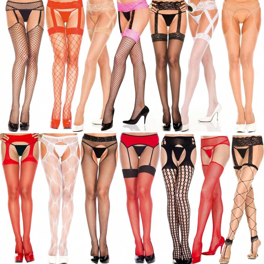ToBeInStyle Women's Pack Of 2 Or 3 Randomly Selected Pantyhose With Attached Suspender Garterbelt - 3 Chọn ngẫu nhiên - Xem 1