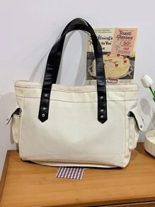 Nouveau sac fourre-tout en canevas imprimé graffiti de style Y2K Baddie à grande capacité, mignon et cool, décontracté. Convient pour le shopping et le sac à dos scolaire