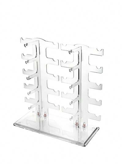 Soporte de exhibición de gafas de sol con 2 filas, transparente, almacenamiento ordenado, hermoso y práctico