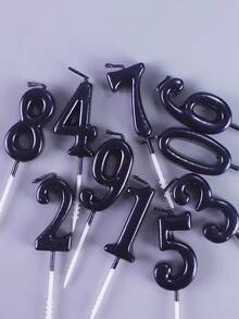 1pc Black Number Candle 0-9 For Birthday Anniversary Milestone Party Cake Decoration - Black - View 6