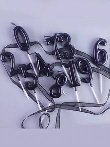 1pc Black Number Candle 0-9 For Birthday Anniversary Milestone Party Cake Decoration - Black - View 4